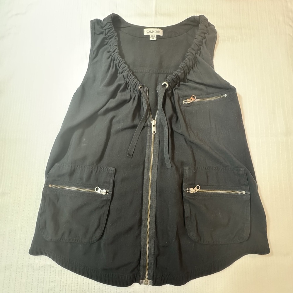 Calvin Klein‎ Womens Black Utility Zip Up Vest Sleeveless XS GorpcoreUtility - Picture 3 of 14